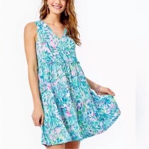 🦄🦄 EUC Lilly Pulitzer Lorina Dress Dress Blue Ibiza Cabana Cocktail Size XS